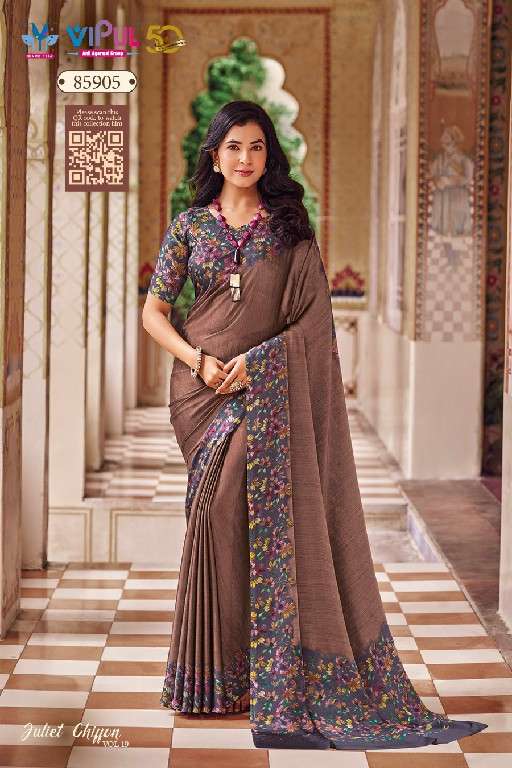 vipul fashion Presents Juliet chiffon vol-19 trendy saree Catalog Wholesaler and exporter in surat