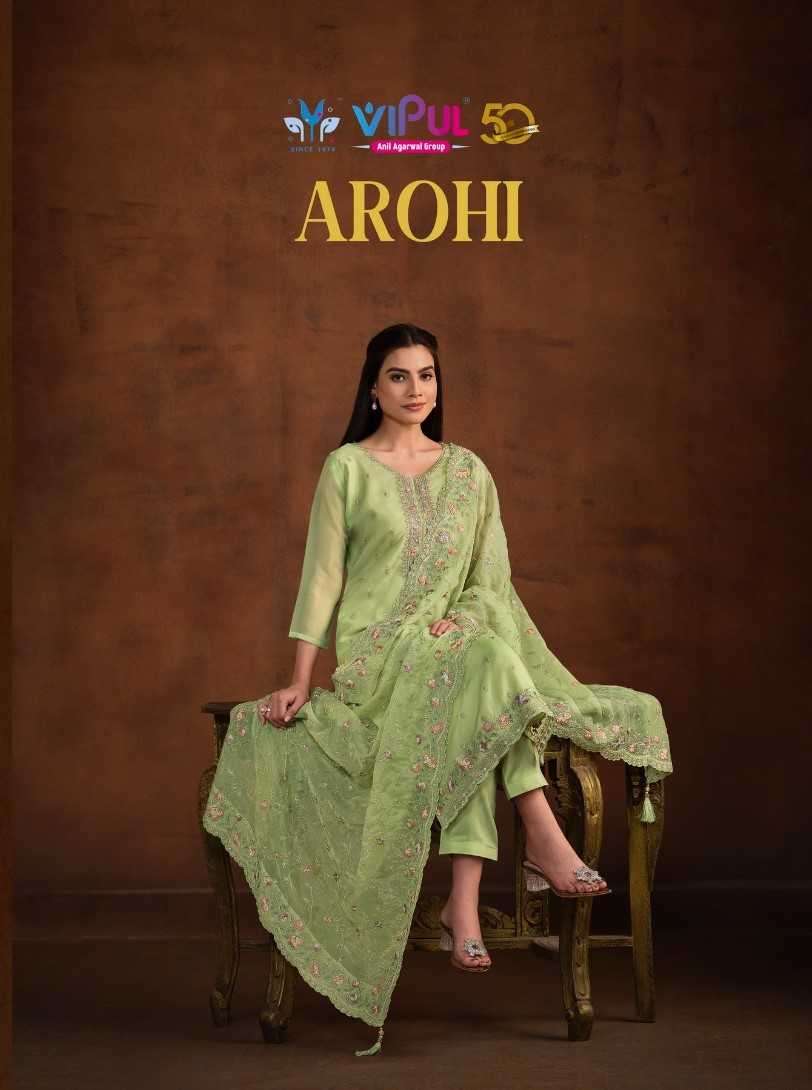 VIPUL PRESENTS AROHI COLOUR ADDITION ORGANZA DRESS MATERIAL CATALOG WHOLESALER AND EXPORTER IN SURAT