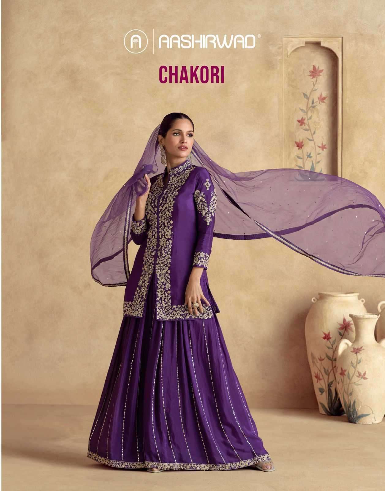 AASHIRWAD CREATION PRESENTS CHAKORI CHINON SILK FULLY STITCH PLAZZO STYLE FESTIVE SUIT