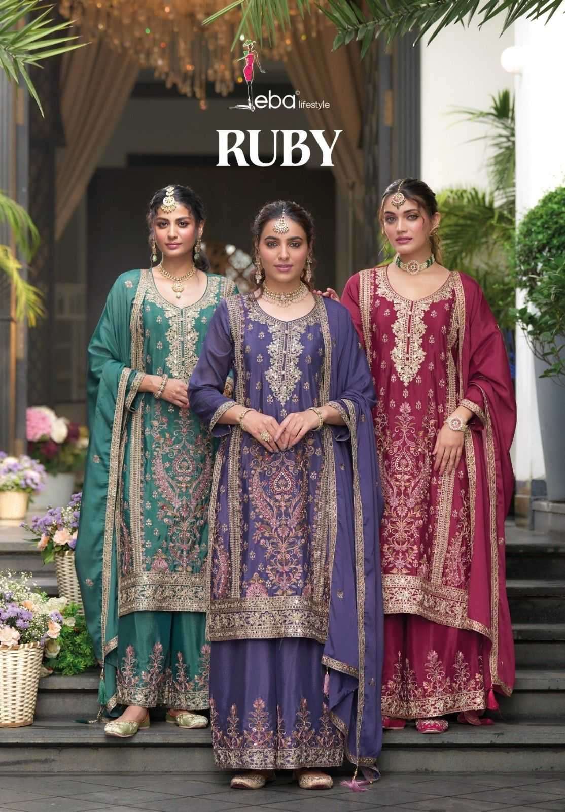 EBA LIFESTYLE PRESENTS RUBY CHINON READYMADE PARTY WEAR LADIES SUIT CATALOG WHOLESALER AND EXPORTER 