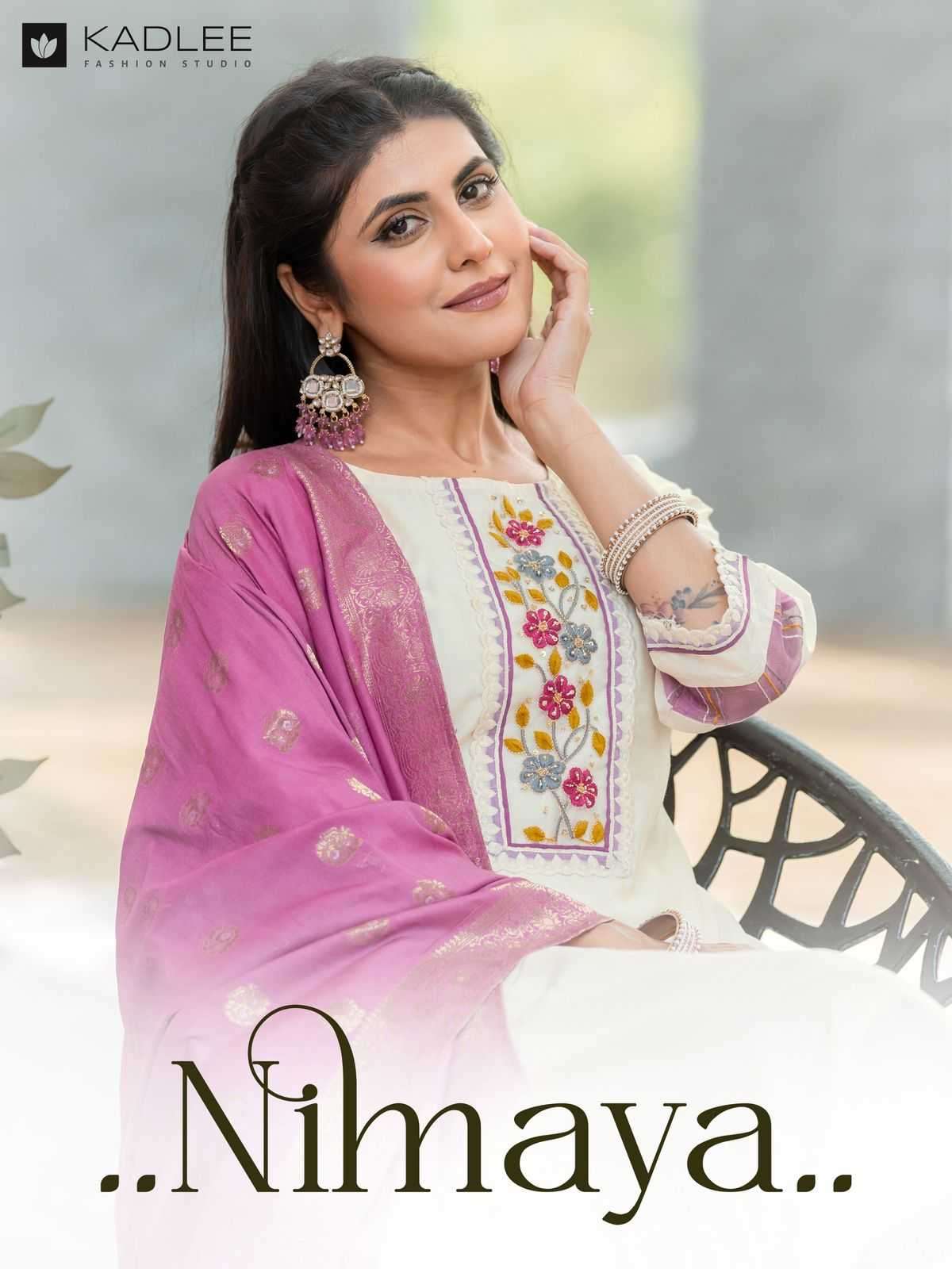 KADLEE PRESENTS NIMAYA SIMMER THREAD WORK READYMADE CLASSIC LOOK 3PCS KURTIS CATALOG WHOLESALER AND EXPORTER 