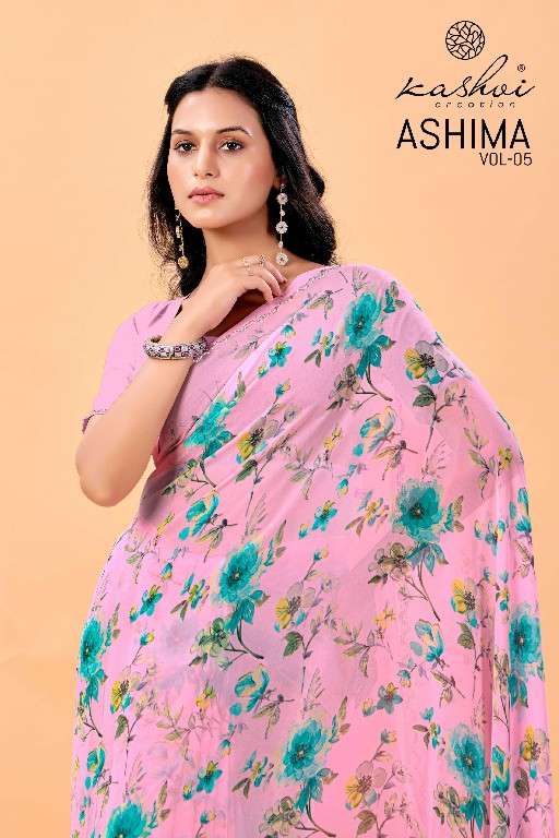 KASHVI CREATION PRESENTS ASHIMA VOL-5 GEORGETTE UNIQUE COLOURS SAREES CATALOG WHOLESALER 