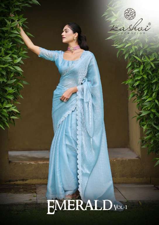 KASHVI CREATION PRESENTS EMERALD VOL-1 FANCY TRADITIONAL SAREE WITH BLOUSE CATALOG WHOLESALER AND EXPORTER 