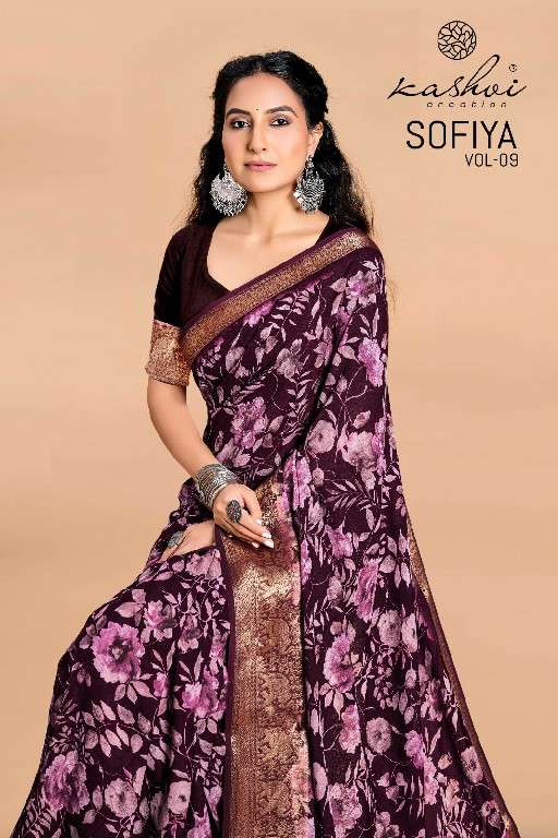 KASHVI CREATION PRESENTS SOFIYA VOL-9 DULL MOSS REGULAR WEAR SAREES CATALOG WHOLESALER AND EXPORTER 