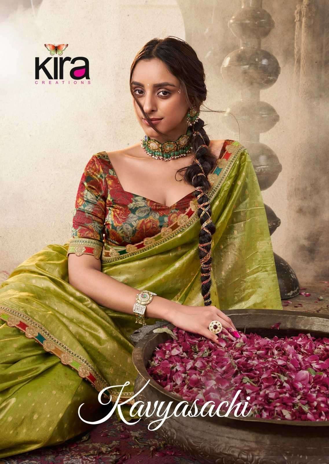 KIRA CREATION PRESENTS KAVYASACHI 6401-6406 ZARI TISSUE FASHIONABLE SAREE EXPORTS 