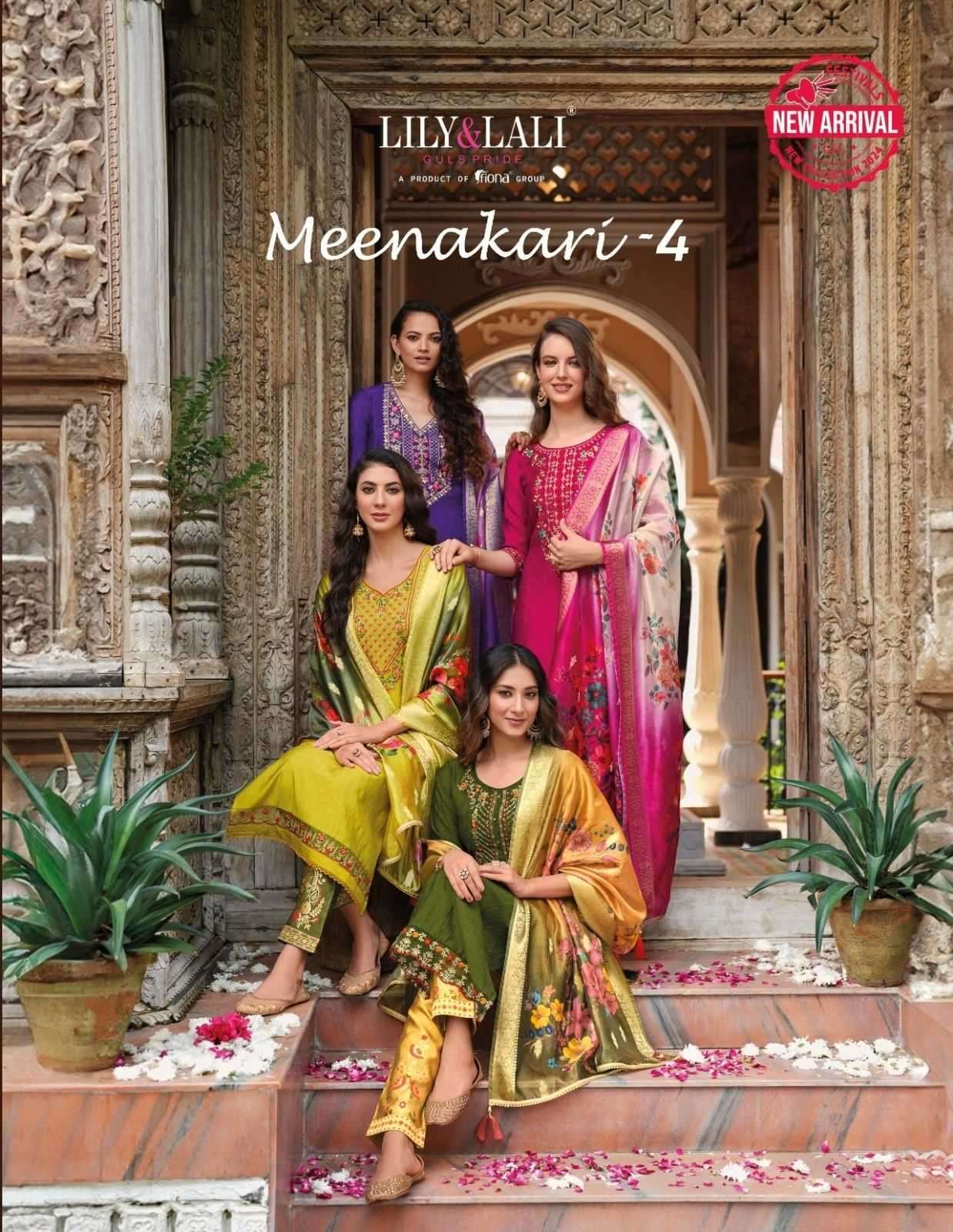 LILY & LALI PRESENTS MEENAKARI VOL-4 JACQUARD VISCOSE READYMADE FESTIVAL SPECIAL KURTIS CATALOG WHOLESALER AND EXPORTER 