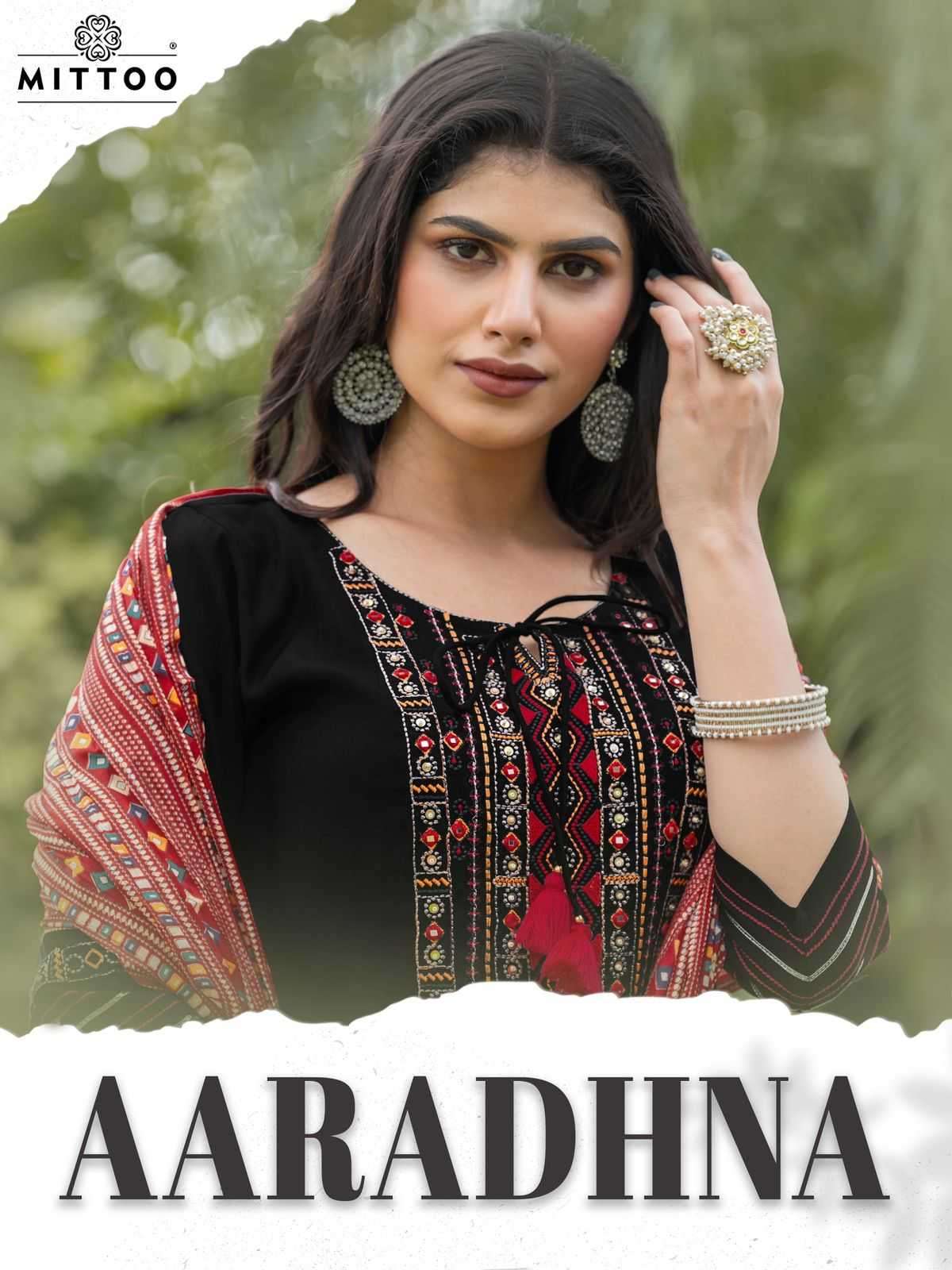 MITTOO PRESENTS AARADHNA VISCOSE THREAD READYMADE LADIES KURTIS CATALOG WHOLESALER AND EXPORTER 