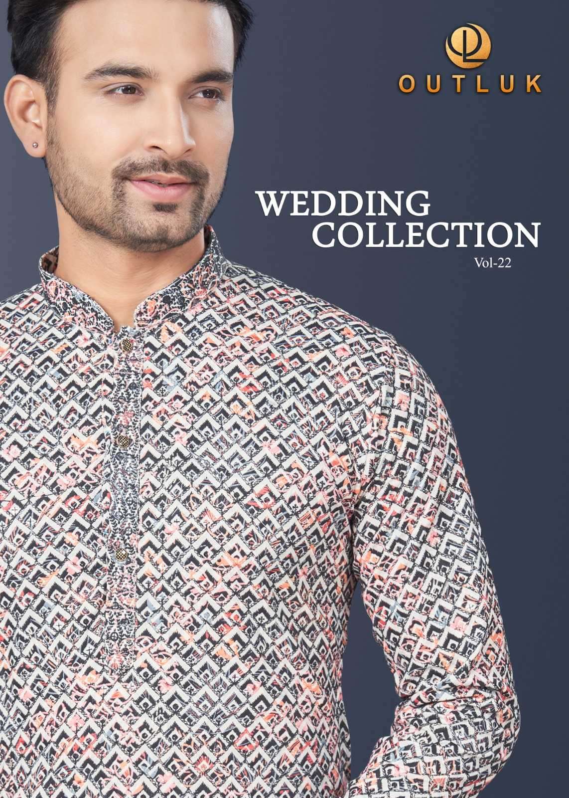 OUTLUK PRESENTS WEDDING COLLECTION VOL-22 READYMADE SILK DIGITAL MENS KURTA PAJAMA CATALOG WHOLESALER AND EXPORTER 