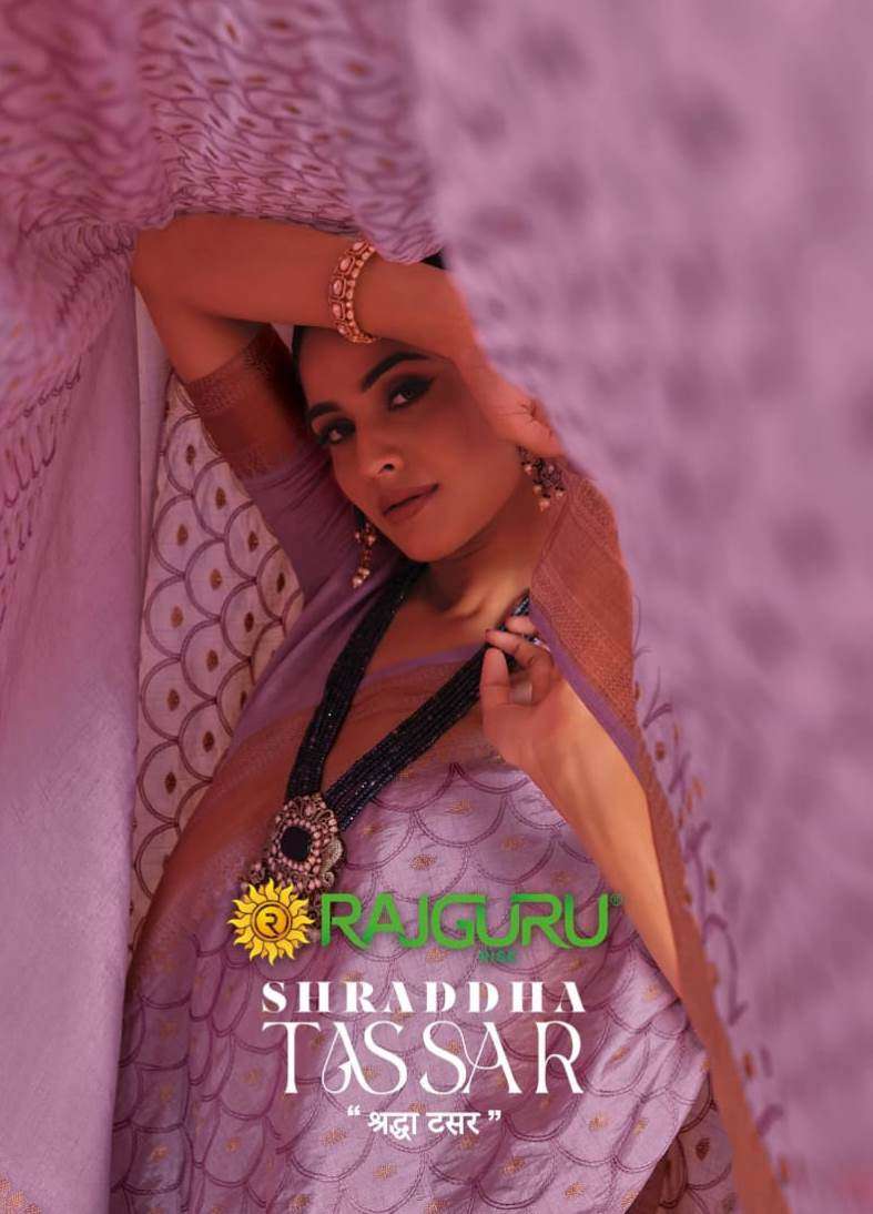 RAJGURU PRESENTS SHRADDHA TASSAR DESIGNER FANCY SAREES CATALOG WHOLESALER AND EXPORTER IN SURAT CATALOG WHOLESALER AND EXPORTER IN SURAT 