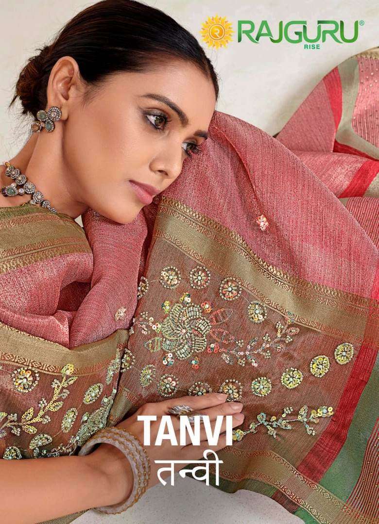 RAJGURU PRESENTS TANVI DESIGNER FANCY SAREES CATALOG WHOLESALER AND EXPORTER IN SURAT