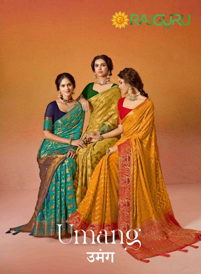 RAJGURU PRESENTS UMANG DESIGNER FANCY SAREES CATALOG WHOLESALER AND EXPORTER IN SURAT