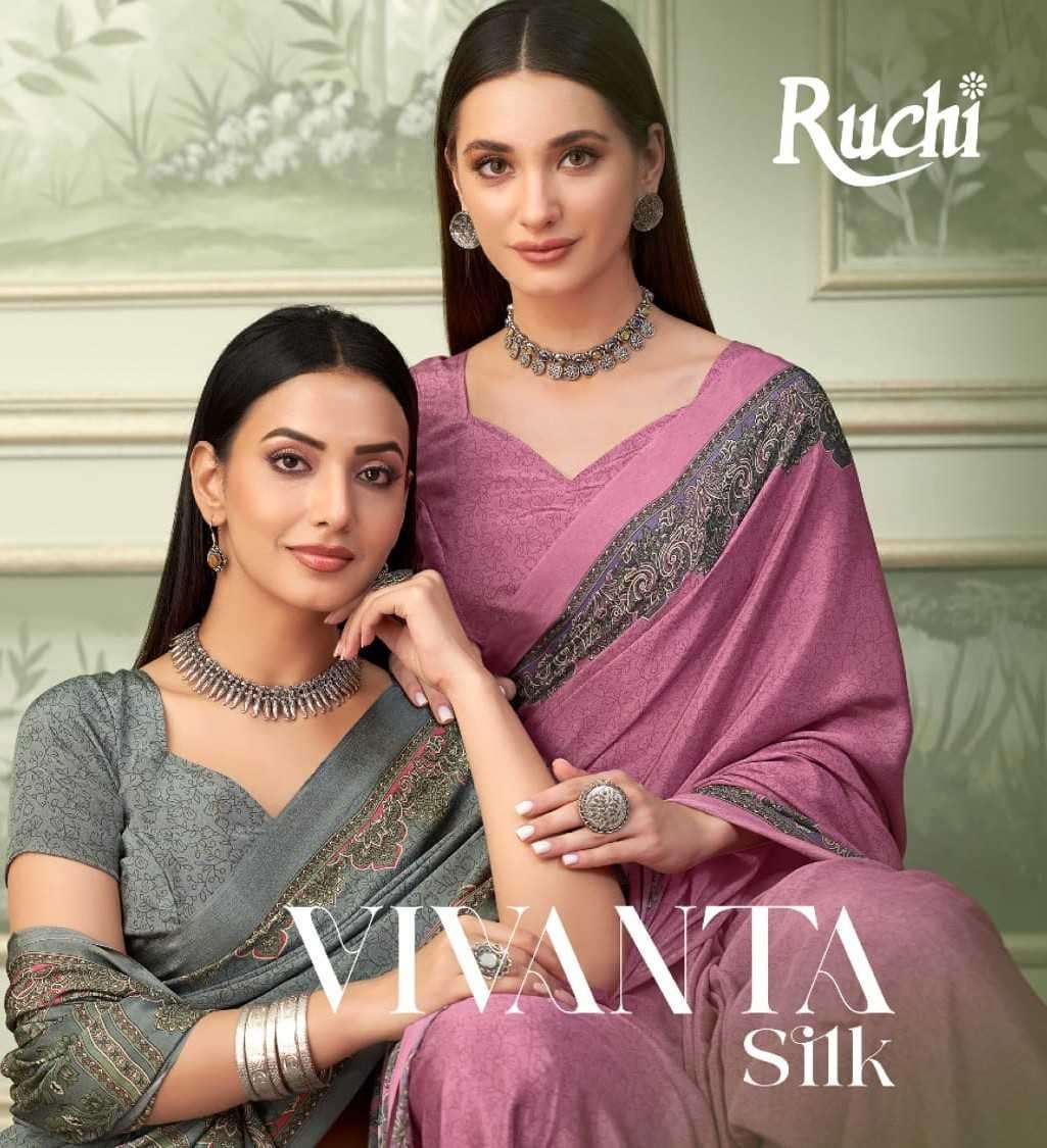 RUCHI PRESENTS VIVANTA SILK BEAUTIFUL LOOK SILK CREPE SAREE EXPORTS SAREE CATALOG WHOLESALER AND EXPORTER 