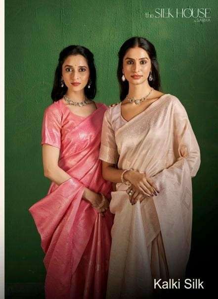 Sarha Presents Kalki Silk Wholesale Tissue Silk Ethnic Sarees Catalog Wholesaler And exporter 