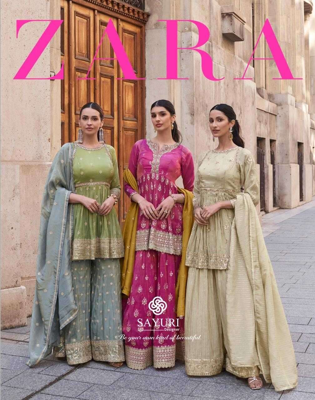 SAYURI DESIGNER PRESENTS ZARA FULL STITCH CLASSIC SHARARA KURTI WITH DUPATTA CATALOG WHOLESALER AND EXPORTER 