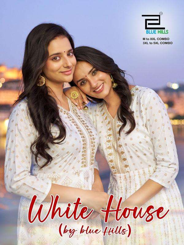 BLUE HILLS PRESENTS WHITE HOUSE RAYON PRINT READYMADE COMBO ANARKALI GOWN CATALOG WHOLESALER 