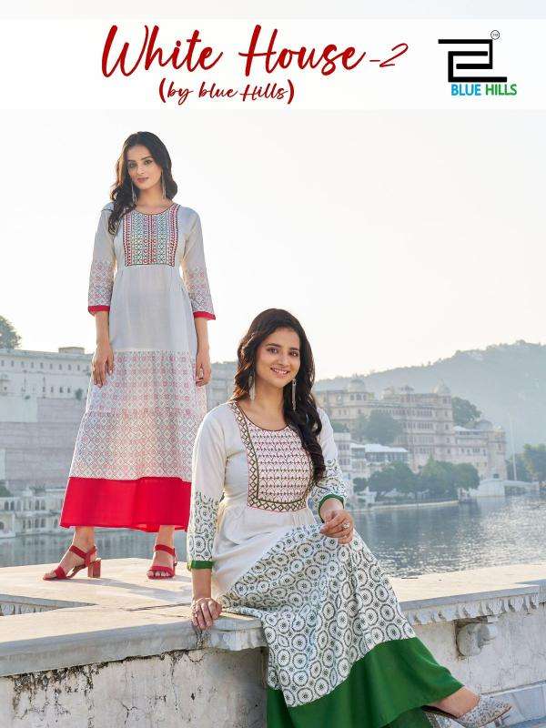 BLUE HILLS PRESENTS WHITE HOUSE VOL-2 FULLSTITCH COMBO UNIQUE RAYON PRINT GOWN CATALOG WHOLESALER AND EXPORTER 