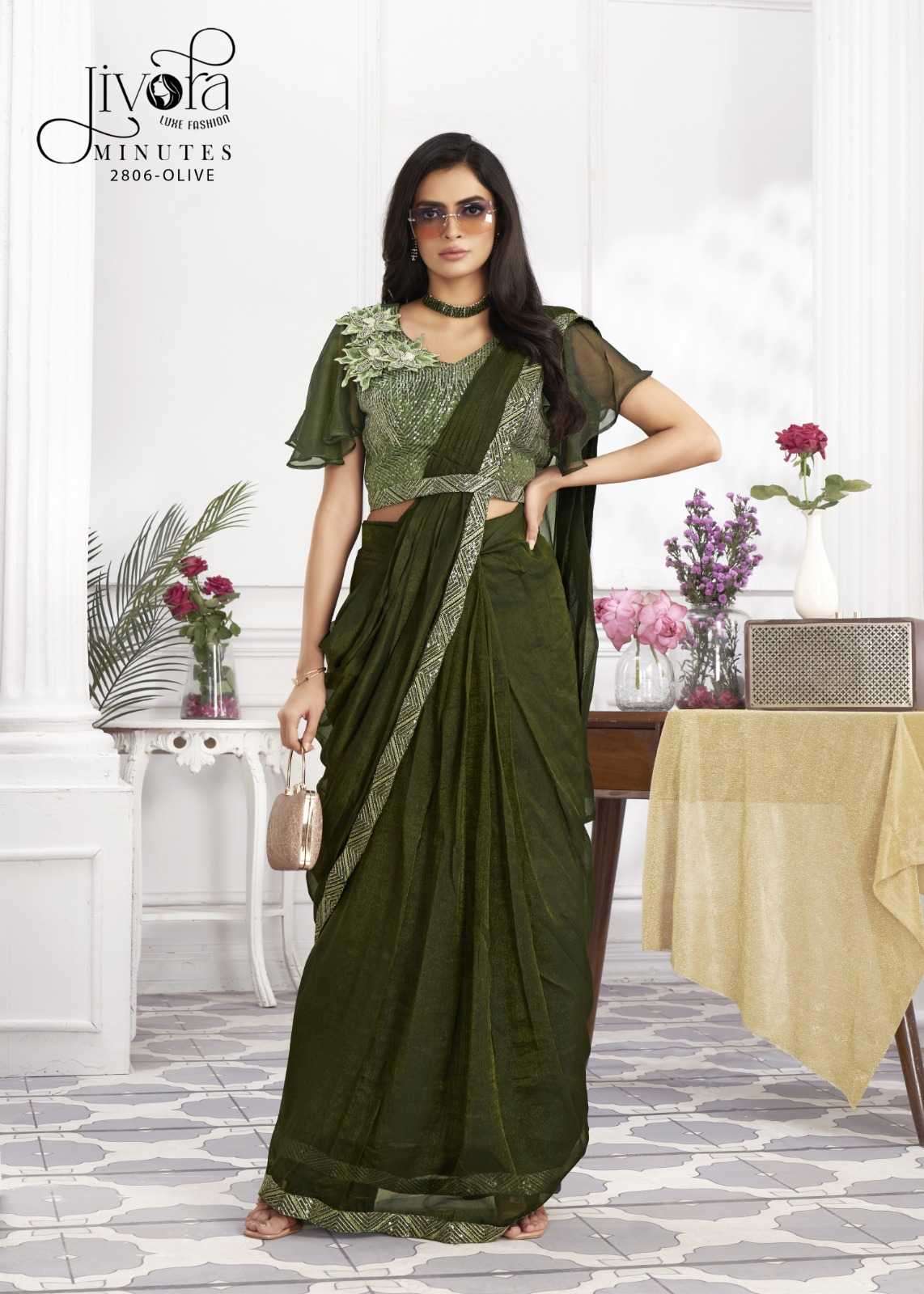 JIVORA PRESENTS MINUTES EXCLUSIVE PREMIUM GEORGETTE EMBROIDERY WORK STYLISH INDIAN DRAPE SAREES