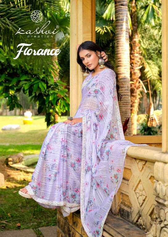 KASHVI CREATION PRESENTS FLORANCE UNIQUE STYLE DIGITAL PRINT FANCY SAREES CATALOG WHOLESALER AND EXPORTER 