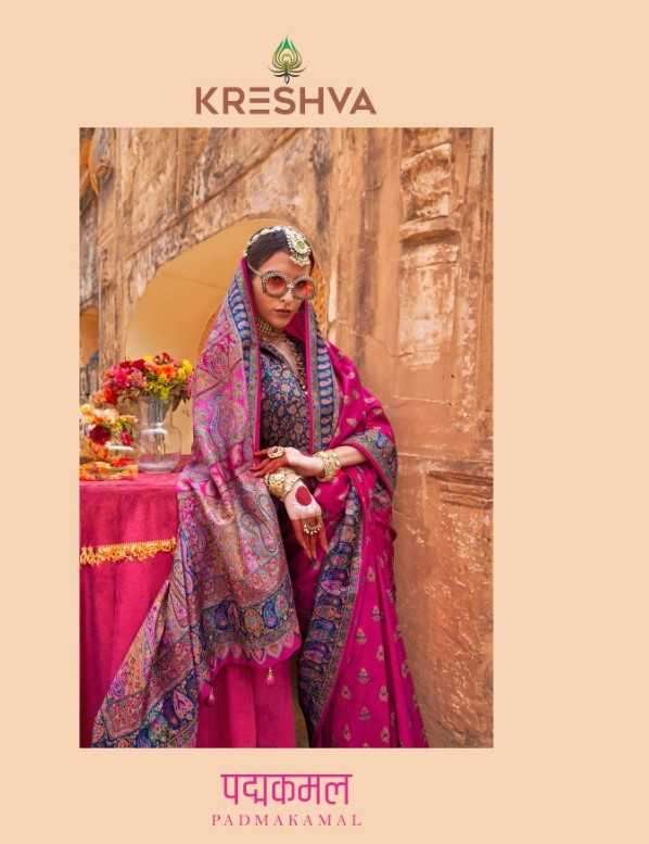 KRESHVA PRESENTS PADMAKAMAL SUPER PURE SILK LUXURY PRINTED DESIGNER SAREES CATALOG WHOLESALER AND EXPORTER 