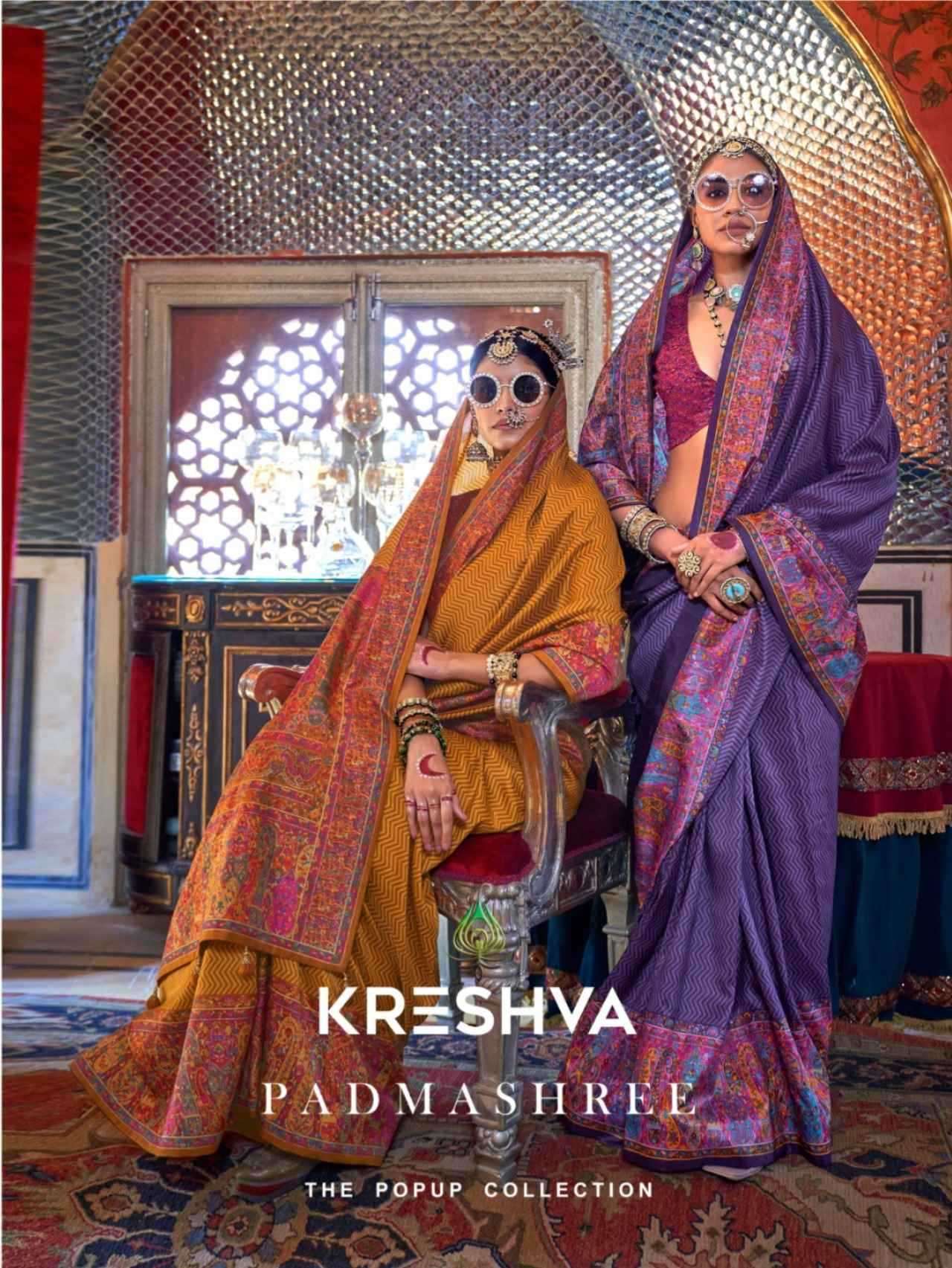 KRESHVA PRESENTS PADMASHREE 707-712 HIGH QUALITY SILK PRINT DESIGNER SAREE CATALOG WHOLESALER AND EXPORTER 