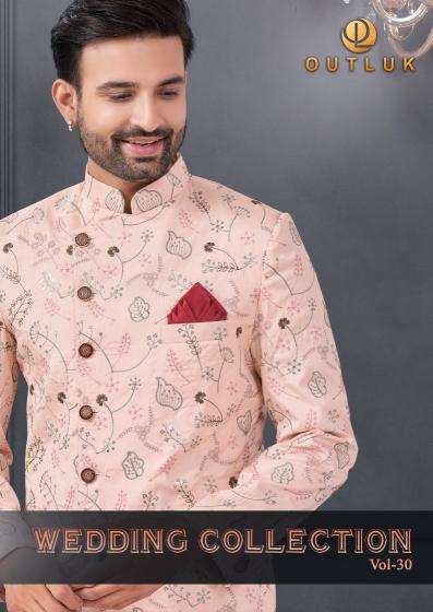 OUTLUK PRESENTS WEDDING COLLECTION VOL-30 SILK FASHIONABLE FULL STITCH MENS KURTA WITH PENT CATALOG WHOLESALER AND EXPORTER 