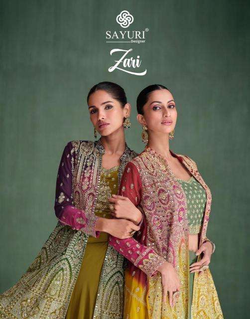 SAYURI DESIGNER PRESENTS ZARI EXCLUSIVE DESIGN GEORGETTE READYMADE PLAZZO STYLE DRESS CATALOG WHOLESALER AND EXPORTER 