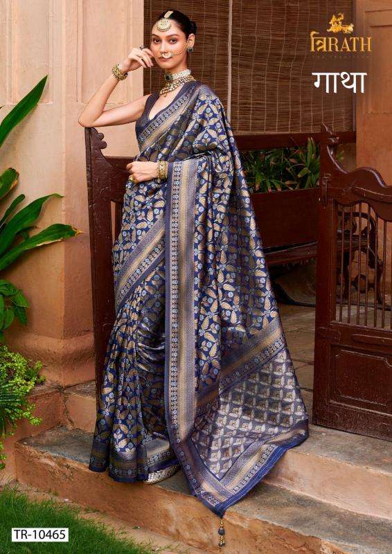 TRIRATH PRESENTS GATHA 10463-10470 VISCOSE SILK DESIGNER SAREE WITH BLOUSE CATALOG WHOLESALER AND EXPORTER 