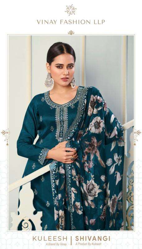 VINAY PRESENTS KULEESH SHIVANGI MOONGA SILK FASHIONABLE DRESS MATERIAL EXPORTS CATALOG WHOLESALER AND EXPORTER 