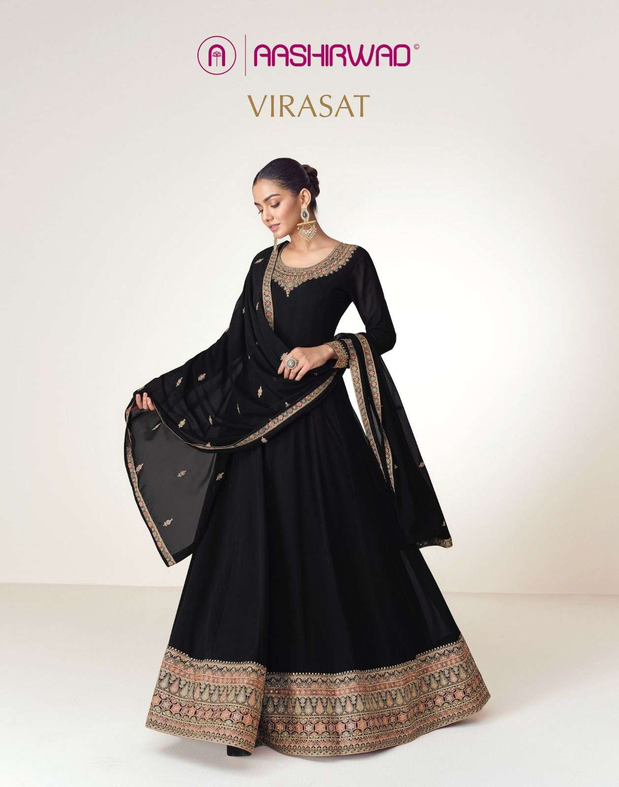 ASHIRWAD PRESENTS VIRASAT EXCLUSIVE DESIGNER GOWN CATALOG COLLECTION WHOLESALER AND EXPORTER IN SURAT