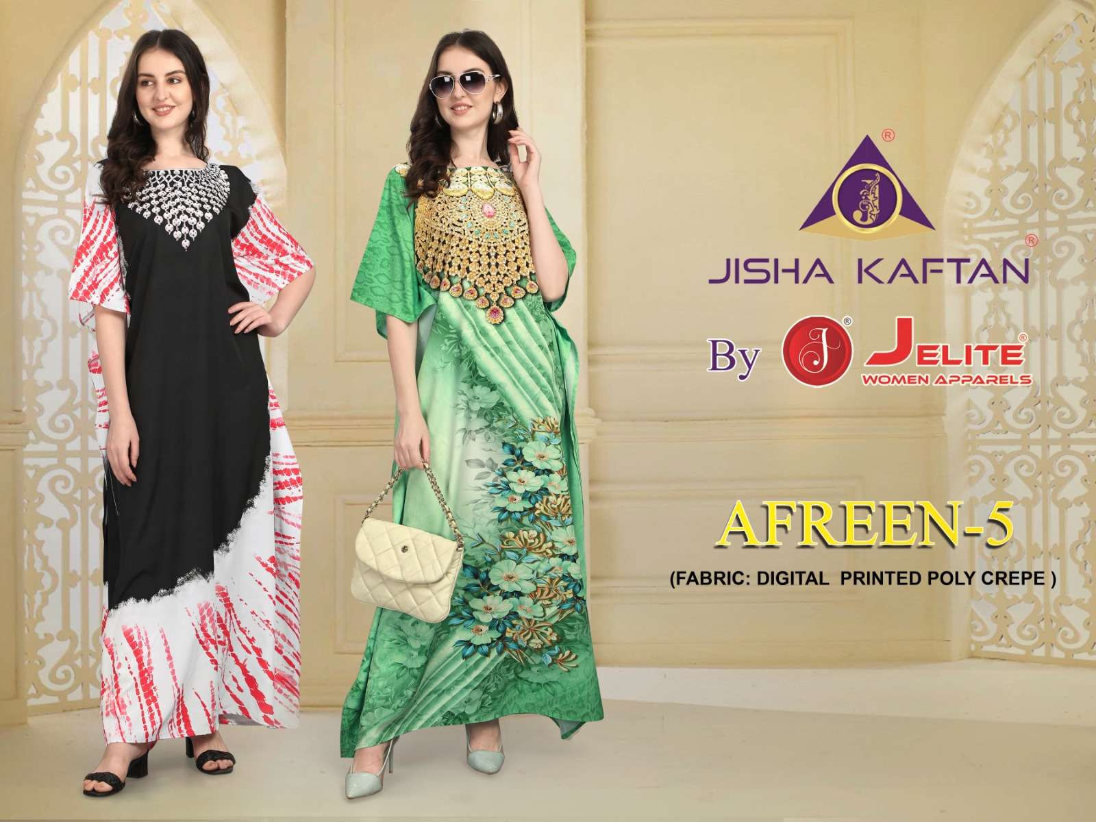 JISHA KAFTAN BY JELITE PRESENTS AFREEN VOLUME-5 FANCY KAFTAN CATALOG WHOLESALER AND EXPORTER 