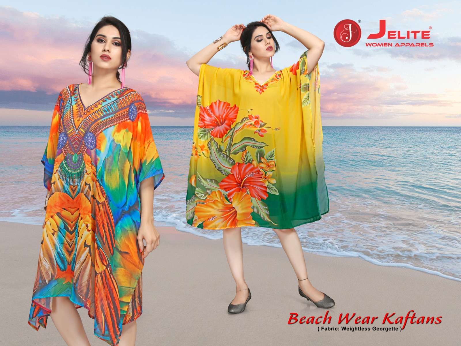 JISHA KAFTAN BY JELITE PRESENTS BEACHWEAR KAFTAN VOL-1 FANCY KAFTAN CATALOG WHOLESALER AND EXPORTER 