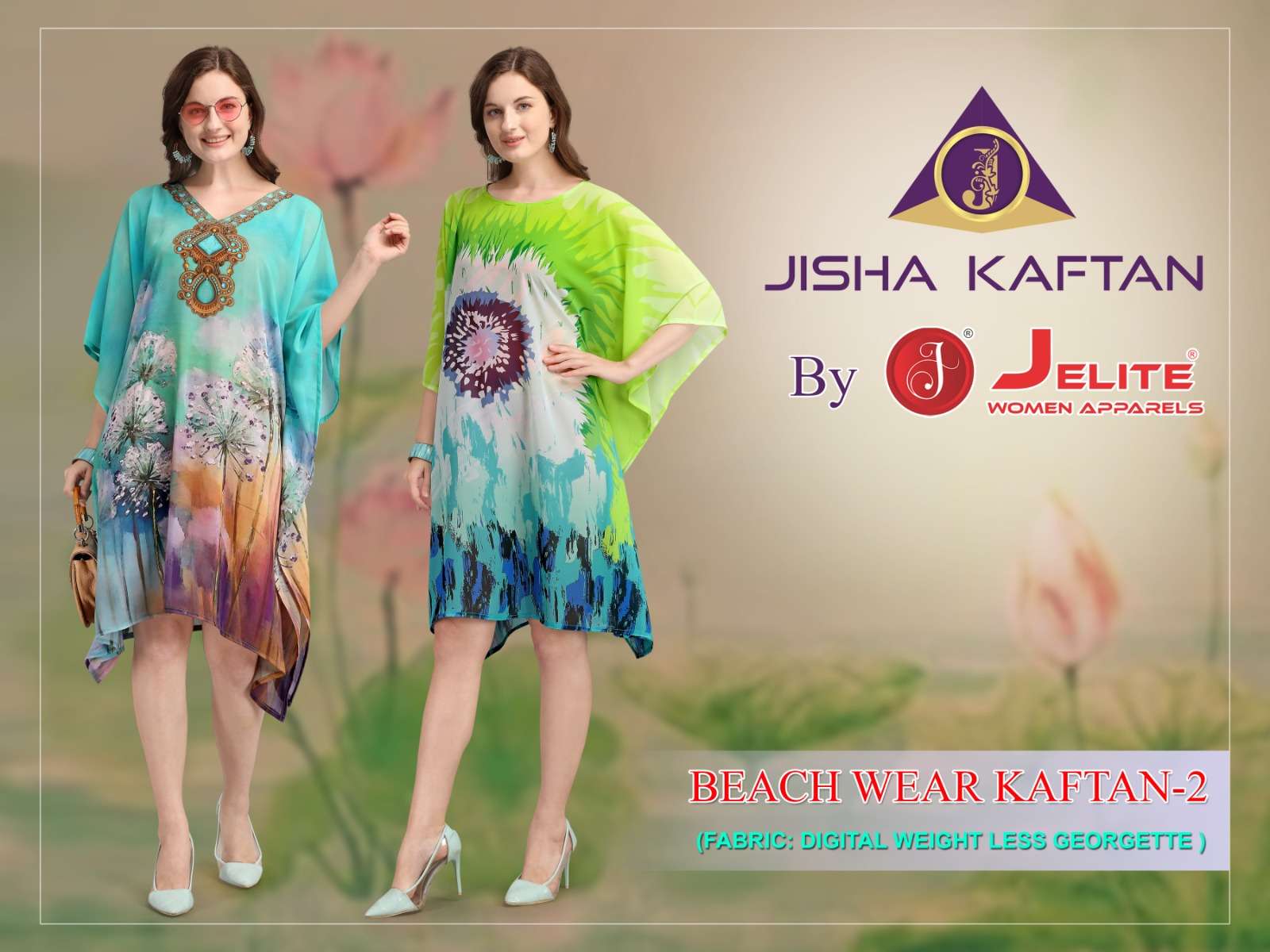 JISHA KAFTAN BY JELITE PRESENTS BEACHWEAR KAFTAN VOL-2 FANCY KAFTAN CATALOG WHOLESALER AND EXPORTER 