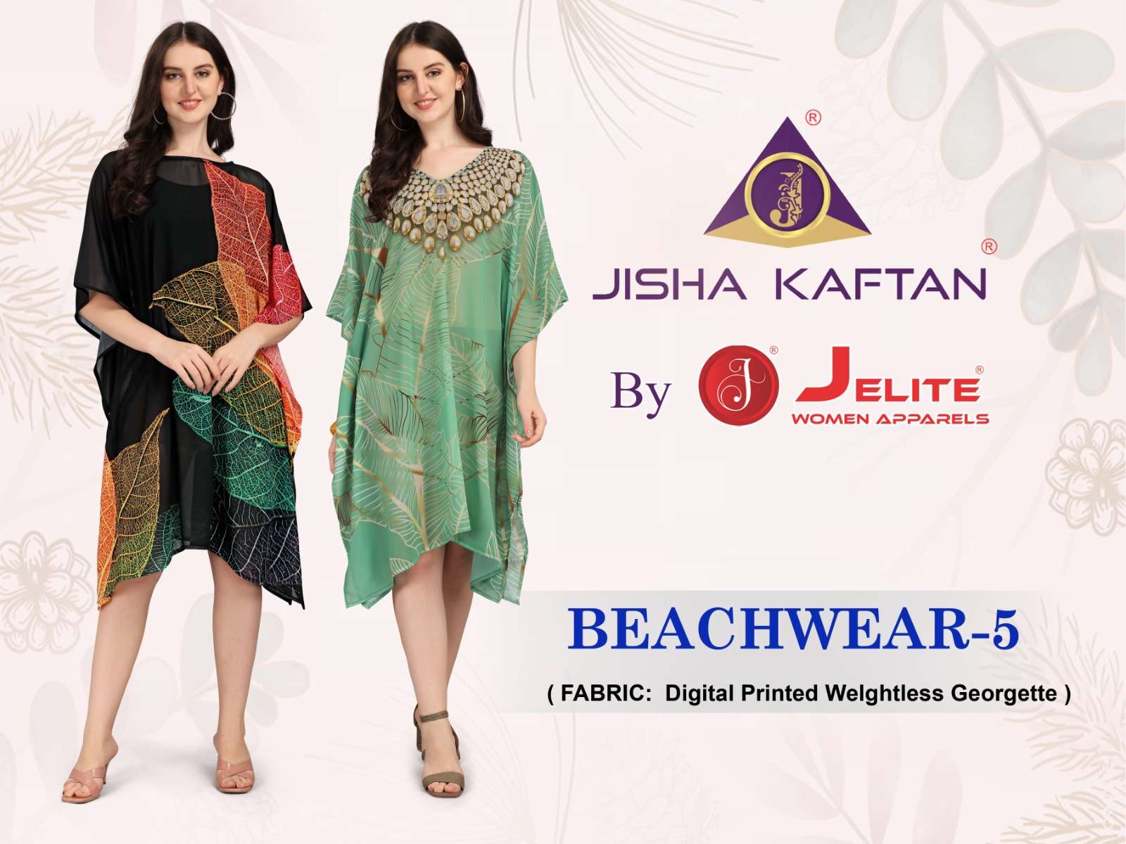 JISHA KAFTAN BY JELITE PRESENTS BEACHWEAR KAFTAN VOL-5 FANCY KAFTAN CATALOG WHOLESALER AND EXPORTER 