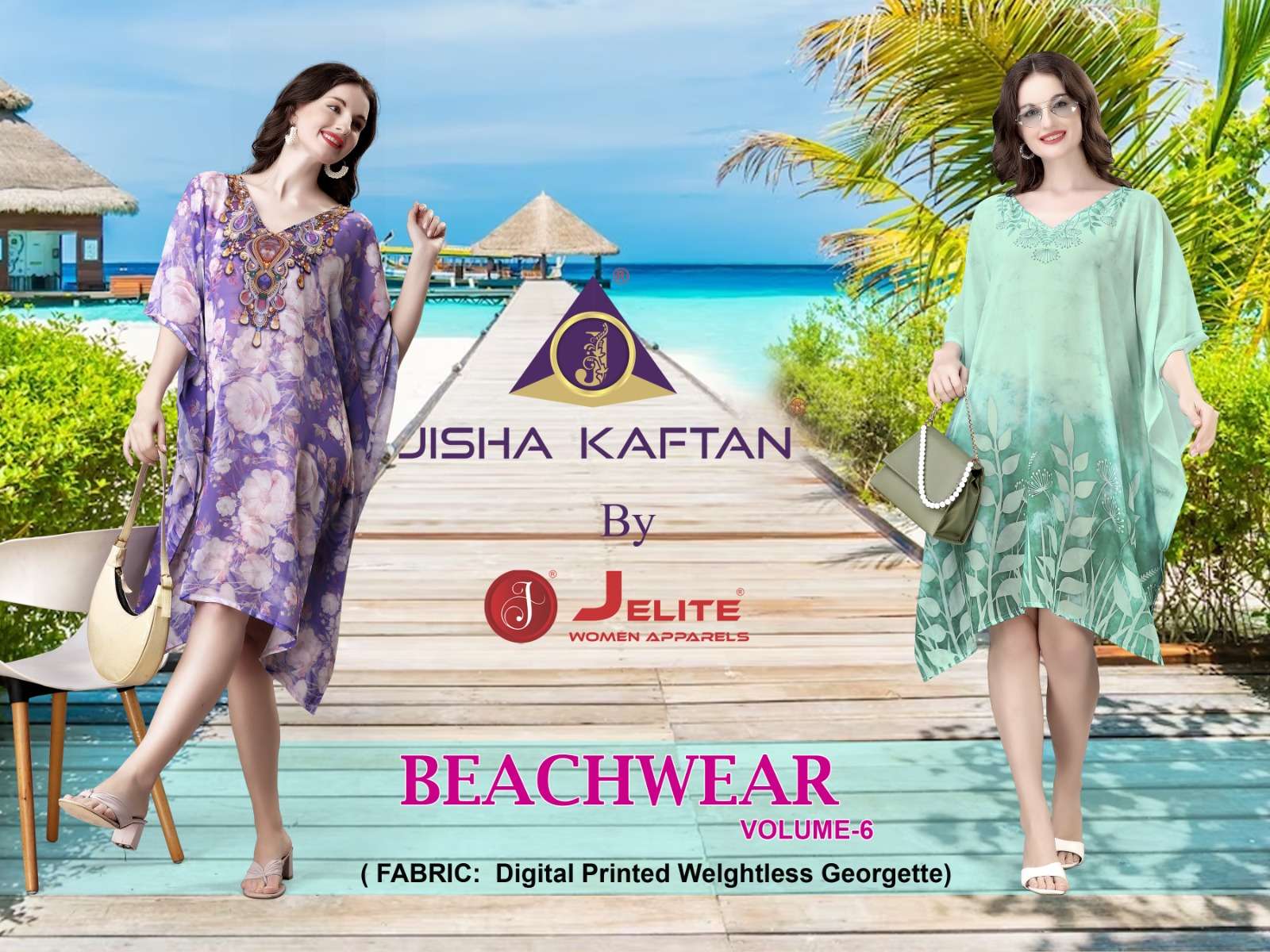 JISHA KAFTAN BY JELITE PRESENTS BEACHWEAR KAFTAN VOL-6 FANCY KAFTAN CATALOG WHOLESALER AND EXPORTER 