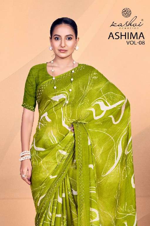 Kashvi Creation Presents Ashima Vol-8 Dull Moss Comfy Wear Saree Wholesaler And Exporter In Surat