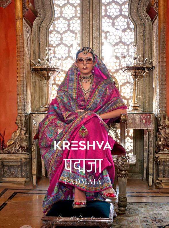 KRESHVA PRESENTS PADMAJA 713-718 LUXURY PRINT HIGH QUALITY FESTIVAL WEAR SAREES CATALOG WHOLESALER AND EXPORTER IN SURAT