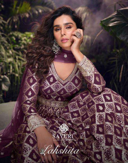 SAYURI DESIGNER PRESENTS LAKSHITA VISCOSE JACQUARD SILK PARTY WEAR GOWN WITH DUPATTA CATALOG WHOLESALER AND EXPORTER 