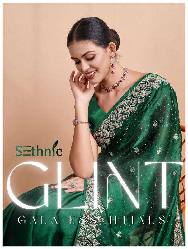 SETHNIC LIFESTYLE PRESENTS GLINT GALA 30001-30004 SERIES BLOOMING BURBERRY PARTY WEAR SAREES CATALOG WHOLESALER AND EXPORTER 