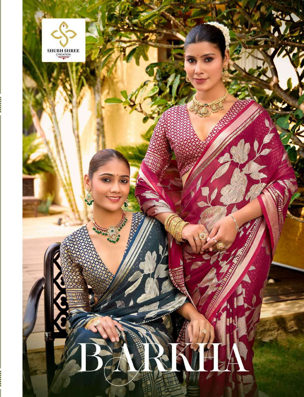 SHUBH SHREE CREATION BARKHA VOL-1 DESIGNER TRADITIONAL SAREES CATALOG WHOLESALER AND EXPORTER IN SURAT 