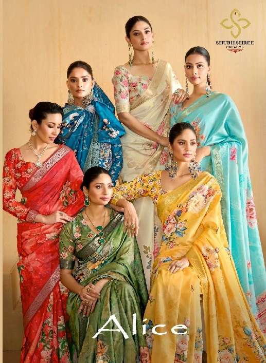 SHUBH SHREE CREATION PRESENTS ALICE VELVET TUSSER SILK ZARI BORDER INDIAN WOMEN SAREES CATALOG WHOLESALER AND EXPORTER