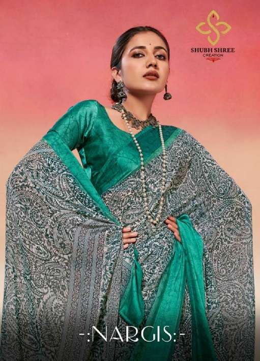 Shubh Shree Presents Nargis Wholesale Weightless With Sartin Patti Sarees Catalog Wholesaler And Exporter 