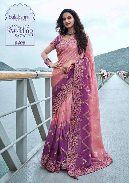 SULAKSHMI PRESENTS THE WEDDING SAGA COLOURS TISSUE SILK PARTY WEAR SAREES CATALOG WHOLESALER AND EXPORTER 