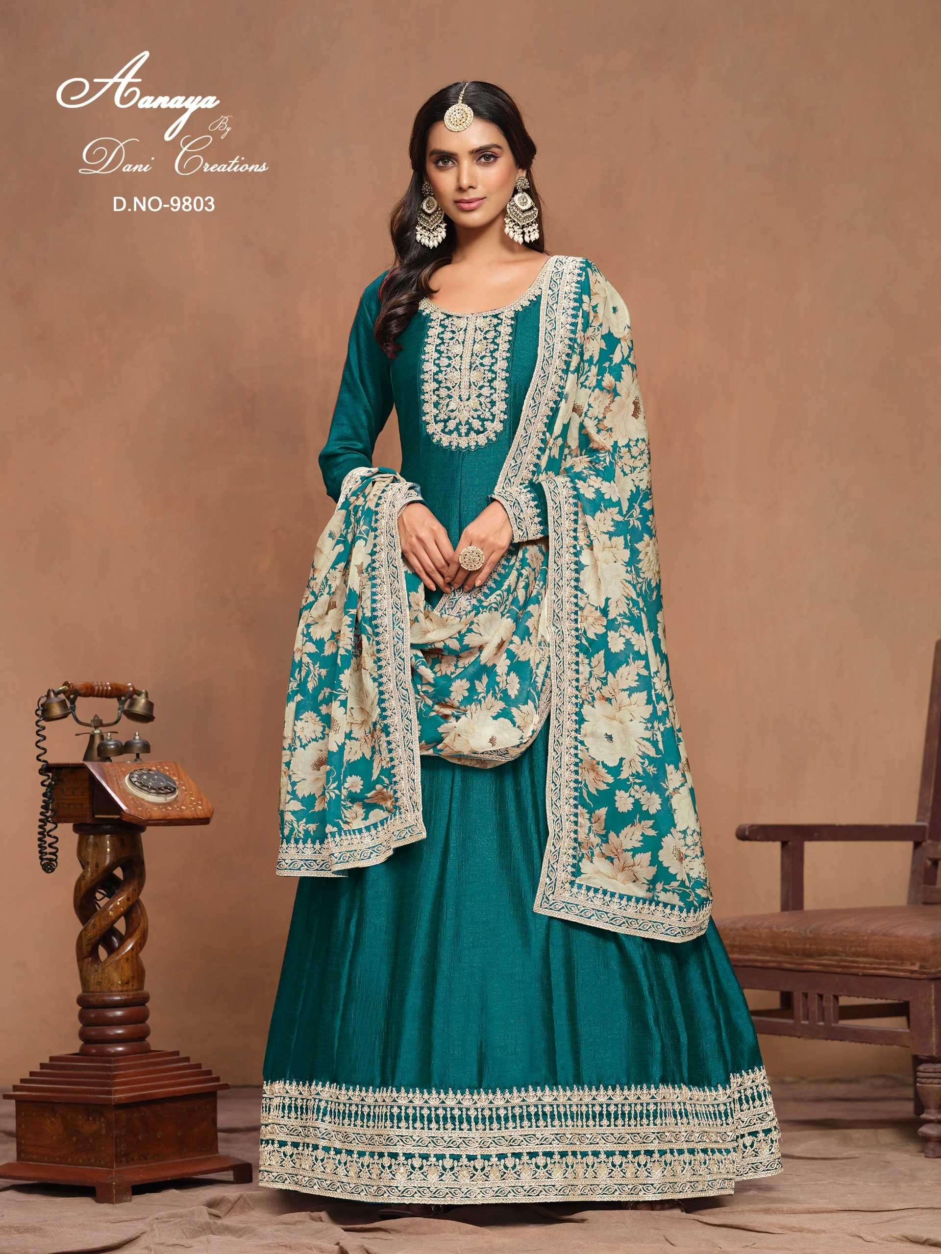 TWISHA PRESENTS AANAYA VOL-198 ART SILK LATEST PARTY WEAR UNSTITCH GOWN CATALOG WHOLESALER AND EXPORTER 