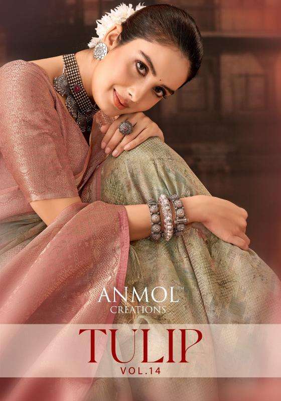 ANMOL CREATION PRESENTS TULIP VOL-14 1401-1411 MUSLIN SILK EXCLUSIVE SAREES FOR ANY OCCASION