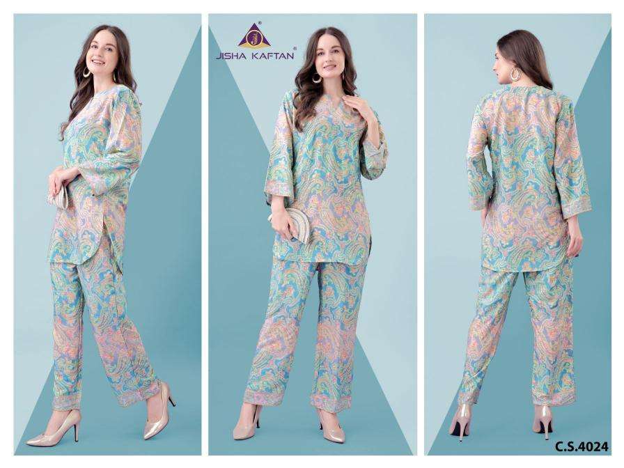 JISHA KAFTAN BY JELITE PRESENTS SILK CO ORD SET VOLUME - 8 FANCY CO ORD CATALOG WHOLESALER AND EXPORTER 