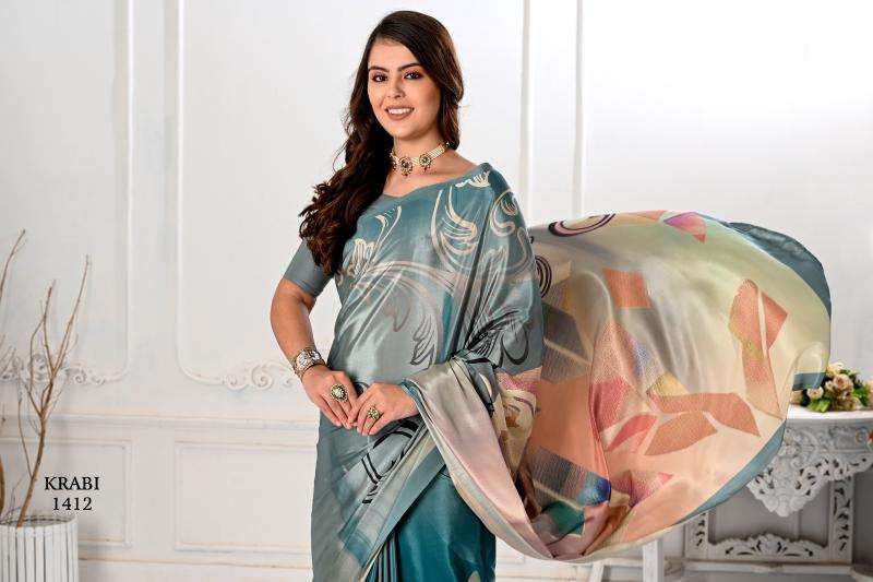 JIVORA PRESENTS KRABI VOL-1 ATTRACTIVE LOOK CRAPE WITH MODERN SAREES CATALOG WHOLESALER AND EXPORTER 