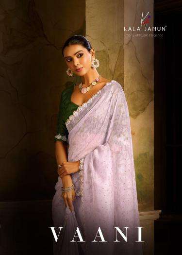 KALA JAMUN PRESENTS VAANI ORGANZA WITH SIROSKI WORK PARTY WEAR SAREE EXPORTS