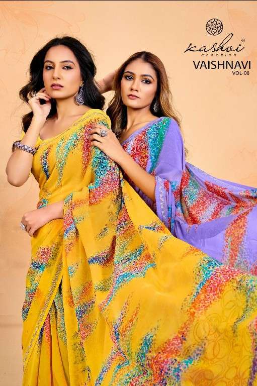 KASHVI CREATION PRESENTS VAISHNAVI VOL-8 WEIGHTLESS WITH SWAROVSKI WORK BEST SAREE CATALOG WHOLESALER AND EXPORTER 