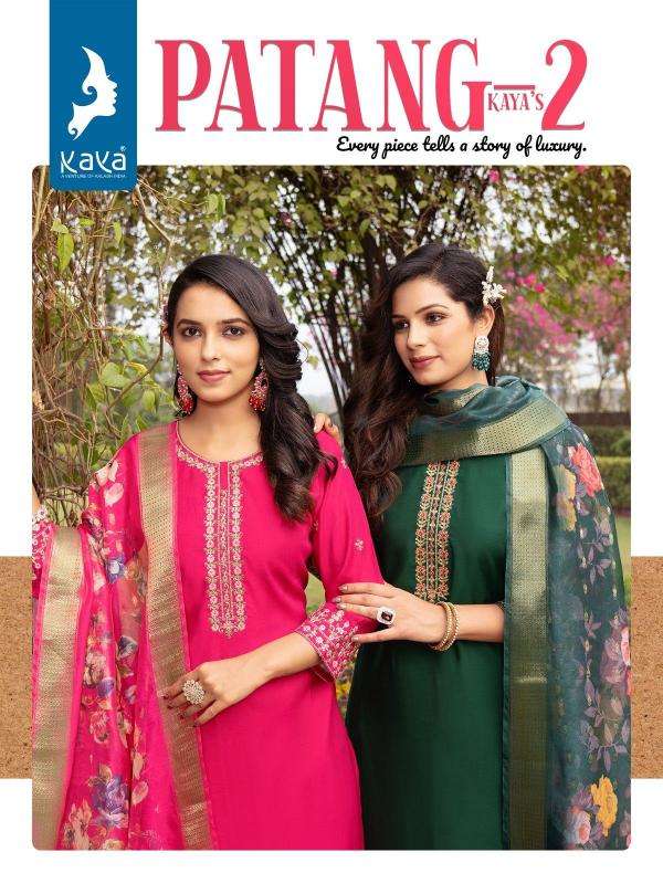 KAYA PRESENTS PATANG VOL-2 ROMAN SILK FULLY STITCH BIG SIZE UNIQUE KURTIS CATALOG WHOLESALER AND EXPORTER 