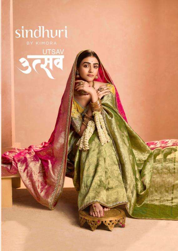 KIMORA PRESENTS SINDHURI UTSAV ZARI TISSUE SILK WEAVING WORK TRADITIONAL WEAR SAREES CATALOG WHOLESALER AND EXPORTER IN SURAT